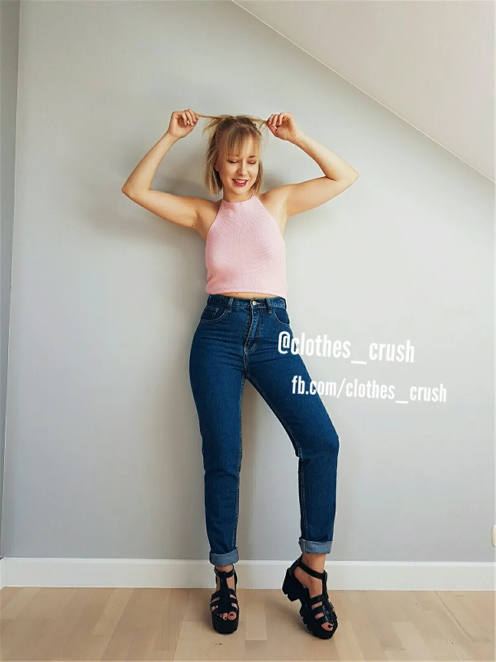 GCAROL Euro Style Classic Women High Waist Denim Jeans Vintage Slim Mom Style Pencil Jeans High Quality Denim Pants For 4 Season 48