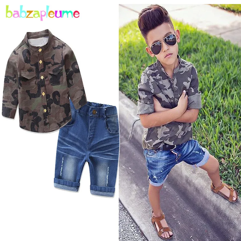2019 Summer Baby Boys Outfits Casual Fashion Kids Clothing Long Sleeve Camouflage T-shirt+Denim Shorts Children Clothes BC1447-1
2019 Summer Baby Boys Outfits Casual Fashion Kids Clothing Long Sleeve Camouflage T-shirt+Denim Shorts Children Clothes BC1447-1