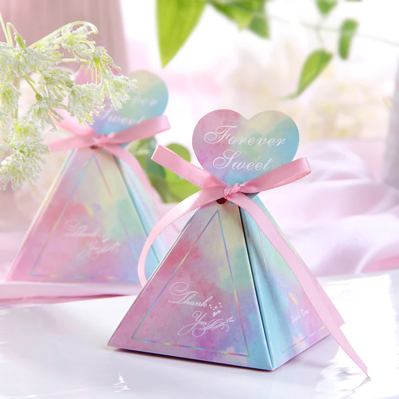 50pcs/lot Europe Multicolor Triangular Pyramid Style Candy Box wedding favor box chocolate box +ribbon Gift Bags Party Supplies
50pcs/lot Europe Multicolor Triangular Pyramid Style Candy Box wedding favor box chocolate box +ribbon Gift Bags Party Supplies