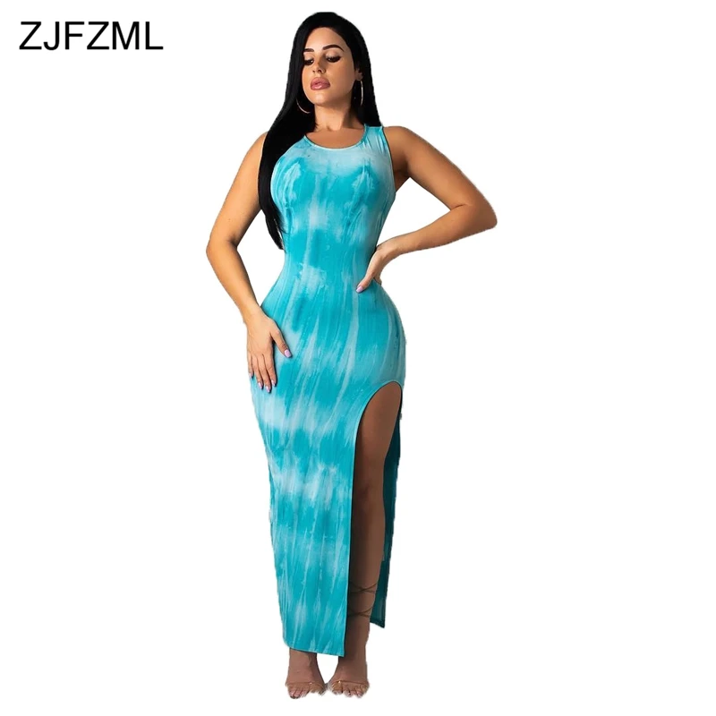 Blue Tie Dyeing Print Sexy Bodycon Dress Women O Neck High Side Split Club Party Dress Summer Sleeveless High Waist Beach Dress
Blue Tie Dyeing Print Sexy Bodycon Dress Women O Neck High Side Split Club Party Dress Summer Sleeveless High Waist Beach Dress