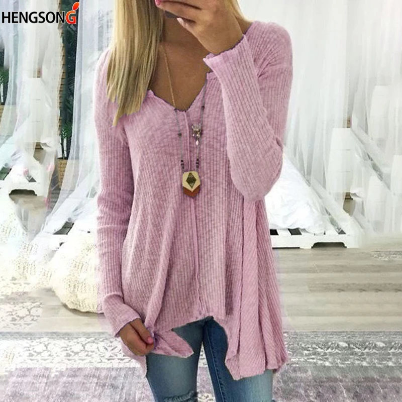 Women Sweater Autumn Pullovers Tops Solid Color V-Neck Basic Bottoming Jumper Long Sleeve Sweaters Women Long Irregular Sweater
Women Sweater Autumn Pullovers Tops Solid Color V-Neck Basic Bottoming Jumper Long Sleeve Sweaters Women Long Irregular Sweater