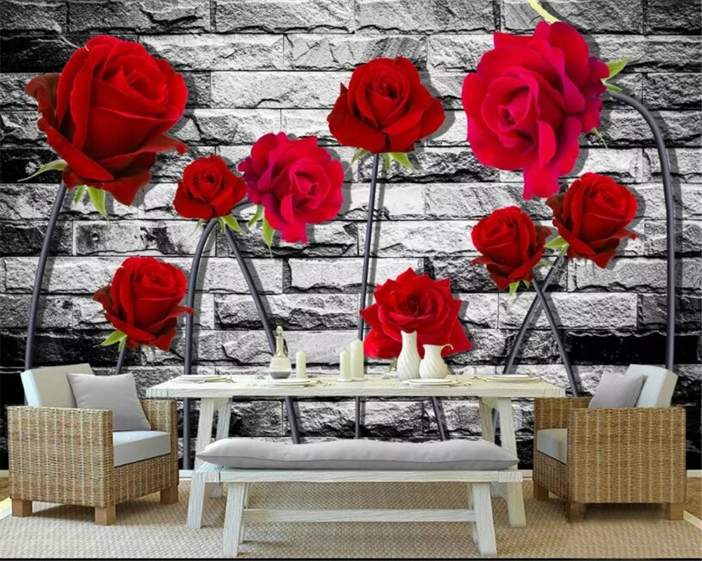 beibehang Custom wallpaper 3D red rose Brick wall TV background wall 3d living room bedroom backdrop murals 3d wallpaper tapety
beibehang Custom wallpaper 3D red rose Brick wall TV background wall 3d living room bedroom backdrop murals 3d wallpaper tapety