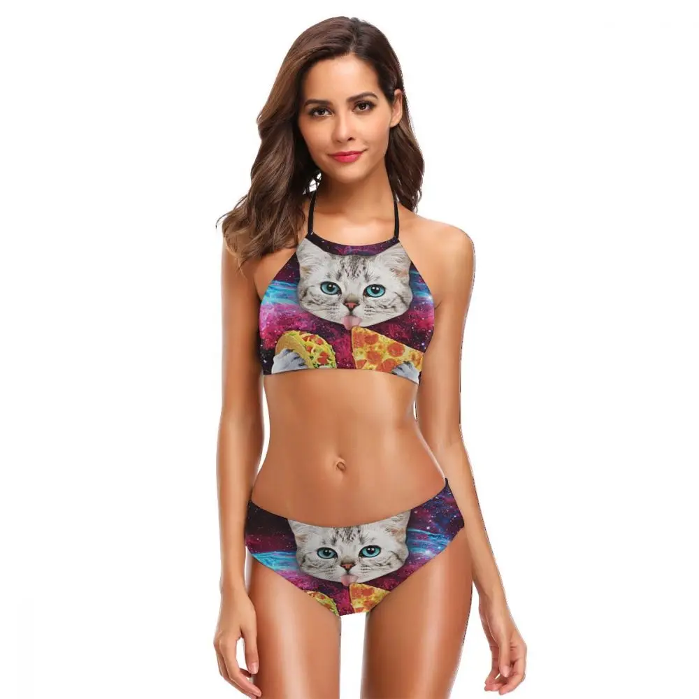 Space Cat Hungry Pizza Swimwear Women Bikini 2019 Mujer Low Waist Sexy Bikini Set Halter 2 Piece Swimsuit Bathing Suit
Space Cat Hungry Pizza Swimwear Women Bikini 2019 Mujer Low Waist Sexy Bikini Set Halter 2 Piece Swimsuit Bathing Suit