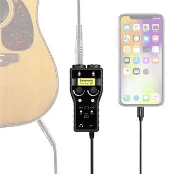 Saramonic SmartRig+ Di 2-Channel XLR 3.5mm Microphone Audio Mixer with Phantom Power Preamp Guitar Interface for iPhone X 8 8P 7