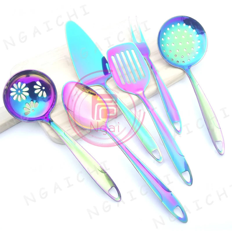 Rainbow Knife Filter Scoop Fork Stainless Steel Kitchenware Oversize Cake Long Spatula Big Fork Kitchenware Cooking Tool 6pc/set
Rainbow Knife Filter Scoop Fork Stainless Steel Kitchenware Oversize Cake Long Spatula Big Fork Kitchenware Cooking Tool 6pc/set