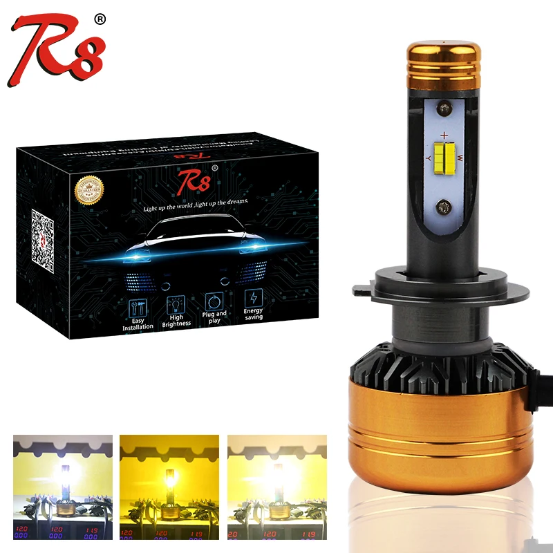 R8 Tricolor Motorcycle LED Headlight Bulb H7 50W 5800LM Three Colors Headlight White Yellow Dual Colors 3000K 4300K 6500K DC 12V
R8 Tricolor Motorcycle LED Headlight Bulb H7 50W 5800LM Three Colors Headlight White Yellow Dual Colors 3000K 4300K 6500K DC 12V