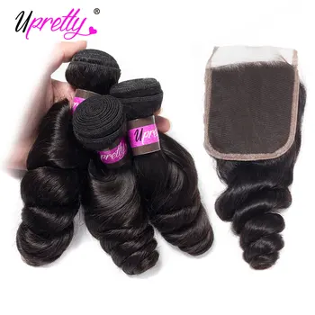 Upretty Hair Brazilian Hair Weave Bundles WIth Closure Remy Human Hair 3/4 Bundles With Closure Loose Wave Bundles With Closure
Upretty Hair Brazilian Hair Weave Bundles WIth Closure Remy Human Hair 3/4 Bundles With Closure Loose Wave Bundles With Closure