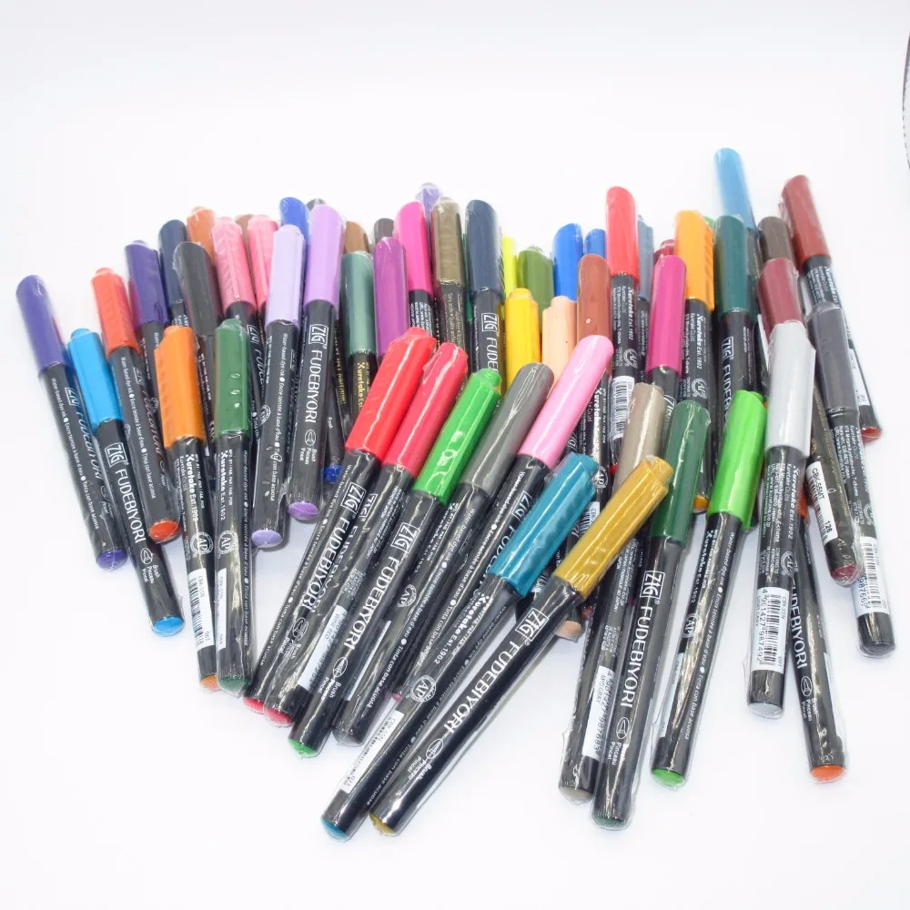 ZIG Kuretake 57 Colors Watercolor Soft Brush Lettering Pens FUDEBIYORI Brush Pens Set Markers with Bag Japan
ZIG Kuretake 57 Colors Watercolor Soft Brush Lettering Pens FUDEBIYORI Brush Pens Set Markers with Bag Japan