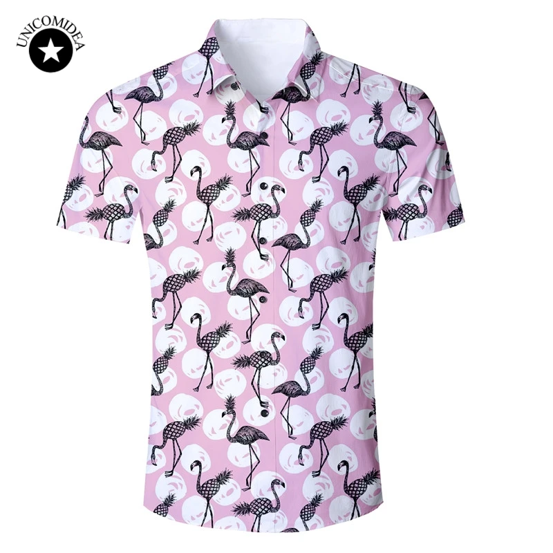 Mens Hawaiian Shirt Funny Flamingos/Pineapple Printed Short Sleeve Shirts Male Summer Casual Slim Camisa Masculina Beach Shirts
Mens Hawaiian Shirt Funny Flamingos/Pineapple Printed Short Sleeve Shirts Male Summer Casual Slim Camisa Masculina Beach Shirts