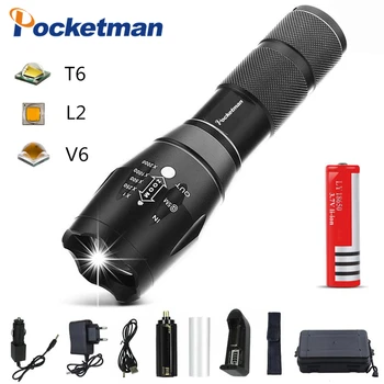 Super Bright T6/L2/V6 LED Flashlight Bright Torch Zoomable Light 5 switch Modes Waterproof Torch use 18650 battery
Super Bright T6/L2/V6 LED Flashlight Bright Torch Zoomable Light 5 switch Modes Waterproof Torch use 18650 battery