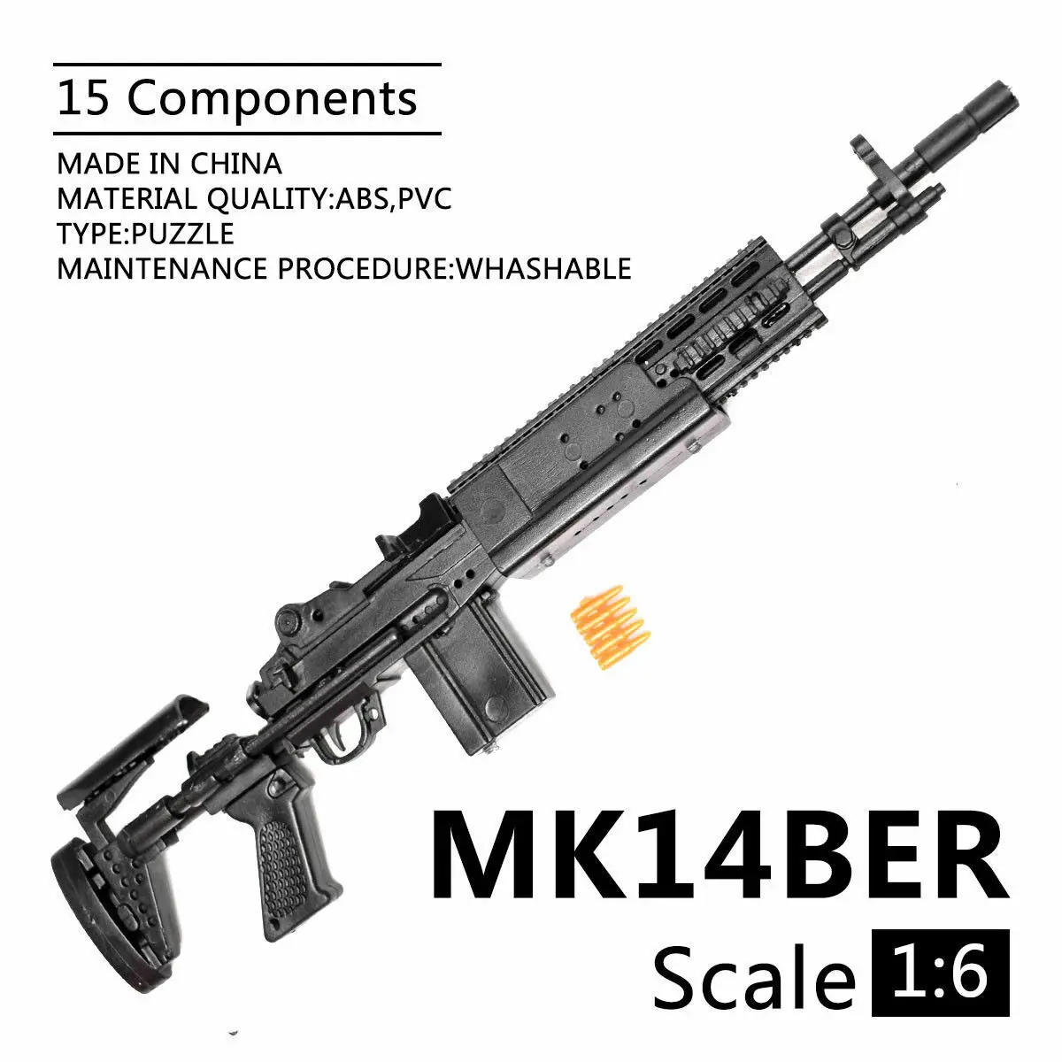 1/6 Scale M14BER Toy Gun Model Assembled Puzzles Building Bricks Gun Soldier Weapon For Action Figures
1/6 Scale M14BER Toy Gun Model Assembled Puzzles Building Bricks Gun Soldier Weapon For Action Figures