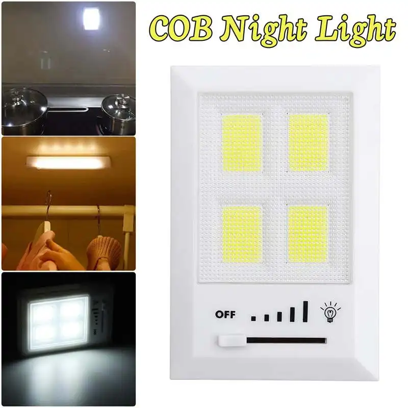 

36LED DC6V 4 Grid COB Night Light 5 Gear Brightness Adjustable ABS+PS Material White Color For Home Lighting