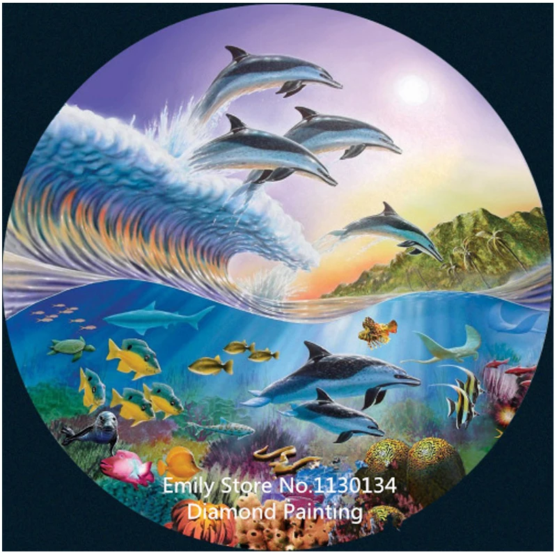 Full Diamond Embroidery Diy Diamond Painting Dolphins and fish Decorative Handwork Resin stone Square drill needlework DP316
Full Diamond Embroidery Diy Diamond Painting Dolphins and fish Decorative Handwork Resin stone Square drill needlework DP316