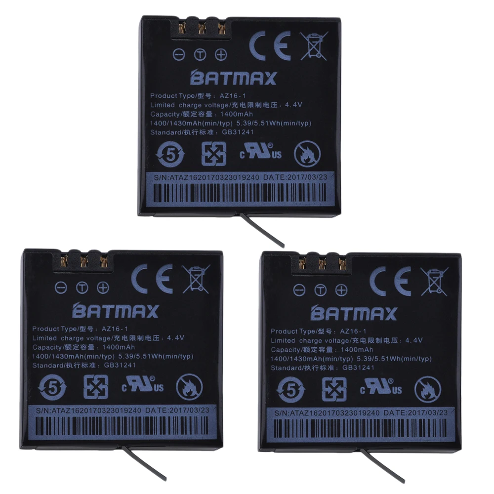 3Pcs 4.4v 1400mAh Xiaomi YI 4K Replacement Rechargeable Batteries AZ16-1 Battery for Xiaomi Yi 2 4K Action Sports Cameras
3Pcs 4.4v 1400mAh Xiaomi YI 4K Replacement Rechargeable Batteries AZ16-1 Battery for Xiaomi Yi 2 4K Action Sports Cameras