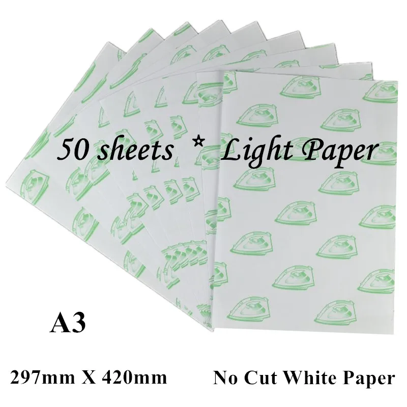 (A3*50pcs) Self Weeding Paper Laser Heat Transfer Printing Paper For clothes White Color Thermal Transfers Papel No Cut Paper
(A3*50pcs) Self Weeding Paper Laser Heat Transfer Printing Paper For clothes White Color Thermal Transfers Papel No Cut Paper