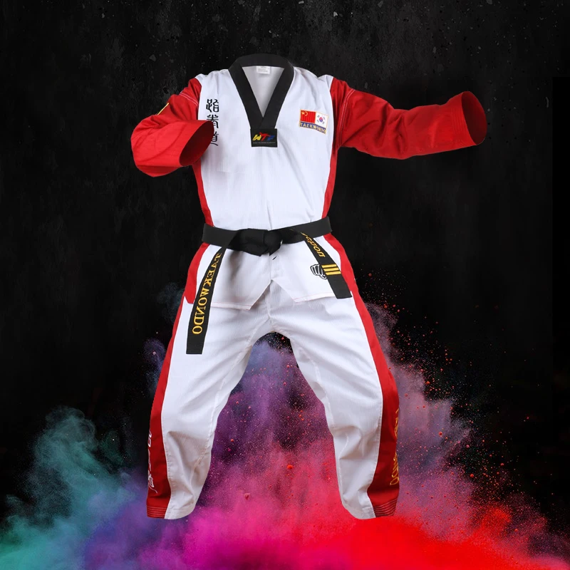 

GINGPAI Karate Taekwondo Adults Kids Uniform Waistband Belt MMA Sanda Dobok Training Sports Clothes Suit WTF Approved Fitness