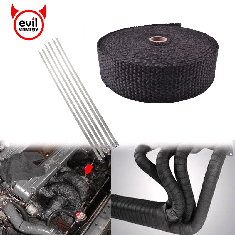 evil energy 15M Header Heat Resistant Exhaust Wrap Resistant Wrap Fireproof Cloth Roll With 6 Cable Ties Car Accessories
evil energy 15M Header Heat Resistant Exhaust Wrap Resistant Wrap Fireproof Cloth Roll With 6 Cable Ties Car Accessories