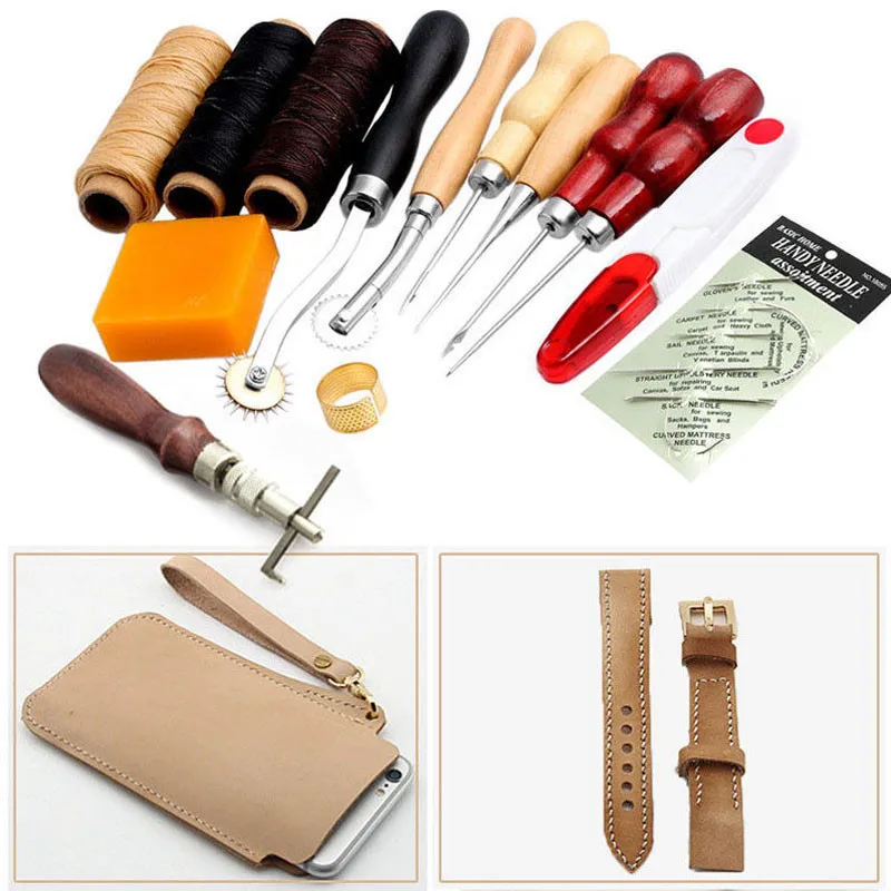 High Quality 13Pcs Leather Craft Hand Stitching Sewing Tool Thread Awl Waxed Thimble Ki
High Quality 13Pcs Leather Craft Hand Stitching Sewing Tool Thread Awl Waxed Thimble Ki