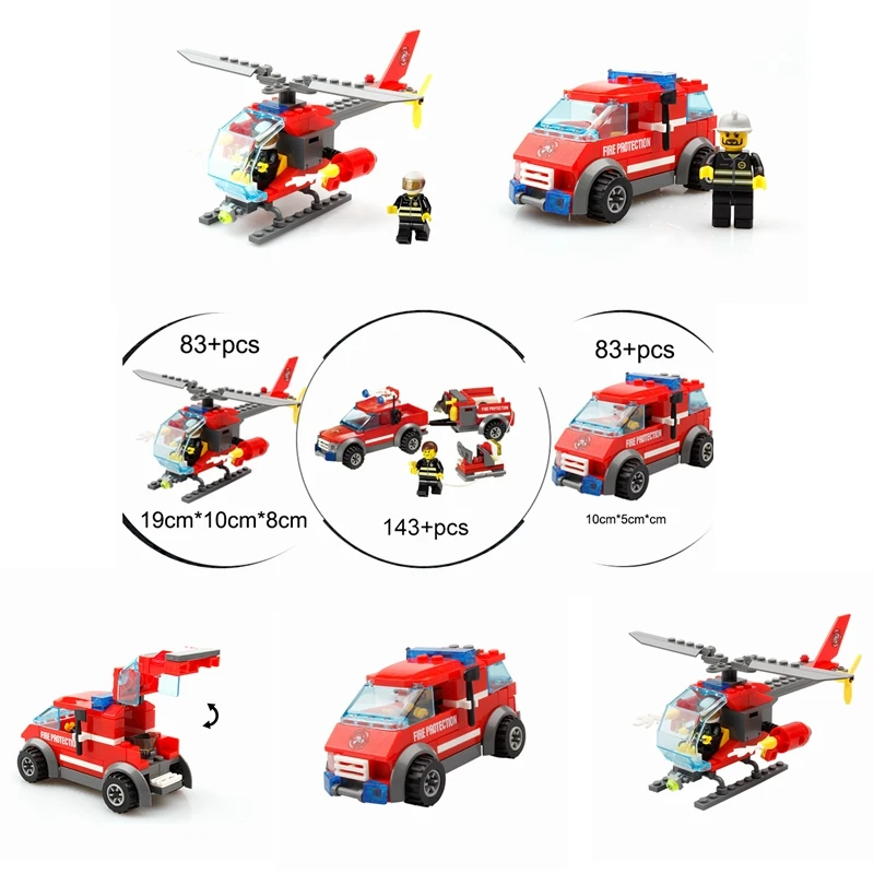 DIY 83pcs Firefighting Fire helicopter car Fireman Building Blocks compatible legoings Educational Brick Toys gift for Children
DIY 83pcs Firefighting Fire helicopter car Fireman Building Blocks compatible legoings Educational Brick Toys gift for Children