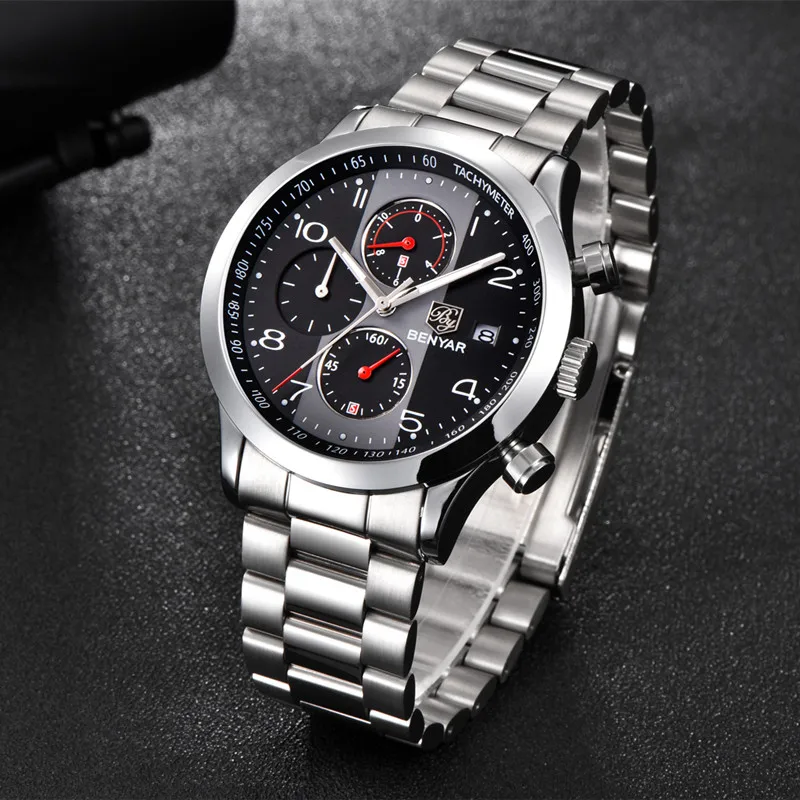 Fashion Chronograph Sport Watches BENYAR Stainless Steel Strap Quartz Watch Clock Brand blue case Relogio Masculino Reloj Hombre
Fashion Chronograph Sport Watches BENYAR Stainless Steel Strap Quartz Watch Clock Brand blue case Relogio Masculino Reloj Hombre
