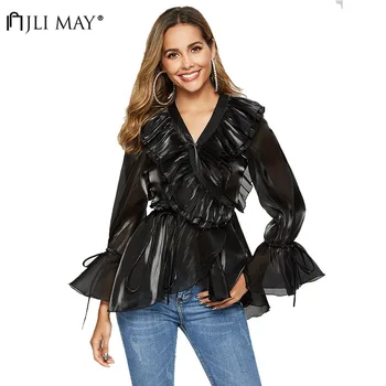 JLI MAY Vintage ladies Organza blouses elegant Long sleeve Solid Ruffles V-neck Spring Office Work Women Tops white blouse
JLI MAY Vintage ladies Organza blouses elegant Long sleeve Solid Ruffles V-neck Spring Office Work Women Tops white blouse