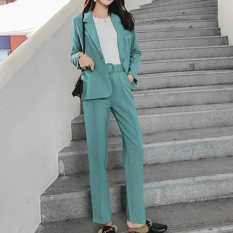 Women's suit pantsuit Office long sleeve suit jacket female Slim trouser suit Ladies jacket set 2019 autumn new
Women's suit pantsuit Office long sleeve suit jacket female Slim trouser suit Ladies jacket set 2019 autumn new