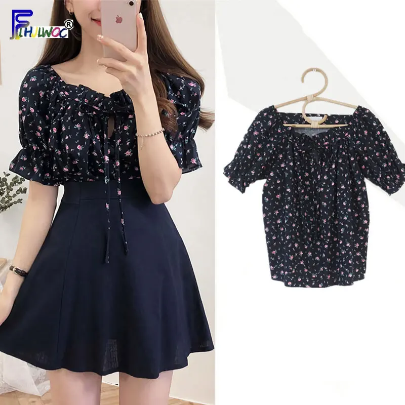 Cute Sweet Tops Woman Korea Japan Preppy Style Floral Printed Country style Girls Ruffled Blouse Shirts Vintage Bow Tie 7814
Cute Sweet Tops Woman Korea Japan Preppy Style Floral Printed Country style Girls Ruffled Blouse Shirts Vintage Bow Tie 7814