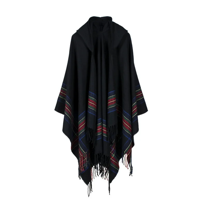 Fashion Ladies' Poncho Thickened Colored Stripes Female Capes Cashmere Jacquard Shawls Warm Fashionable Caps
Fashion Ladies' Poncho Thickened Colored Stripes Female Capes Cashmere Jacquard Shawls Warm Fashionable Caps