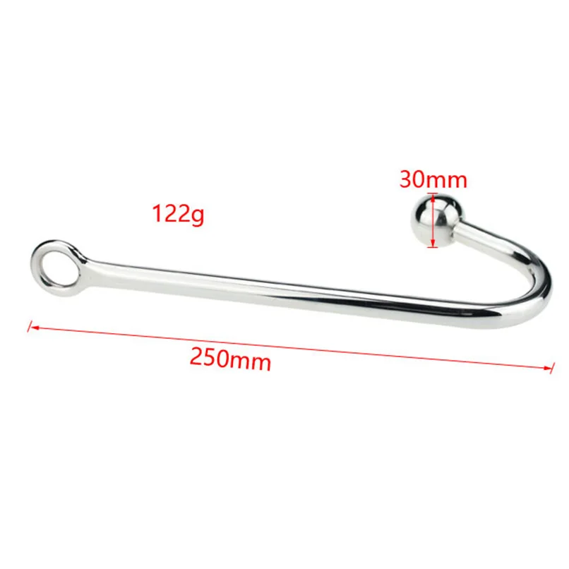 Stainless Steel 30*250mm Anal Hook Metal Butt Plug With Ball Anal Plug Anal Dilator Gay Sex Toys For Men And Women Adult Games