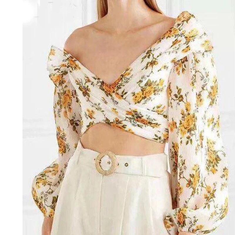 Runway Designer Sexy Woman Short Tops Interlaced Folds Floral Print Cutout Waist Long Sleeve Short Tops Party Club Shirt
Runway Designer Sexy Woman Short Tops Interlaced Folds Floral Print Cutout Waist Long Sleeve Short Tops Party Club Shirt
