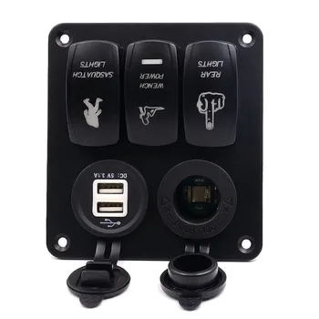 5 PIN Dual Lamp 3 Gang Rocker Switch Panel with Light Cigarette Lighter White Core Dual USB M8617
5 PIN Dual Lamp 3 Gang Rocker Switch Panel with Light Cigarette Lighter White Core Dual USB M8617