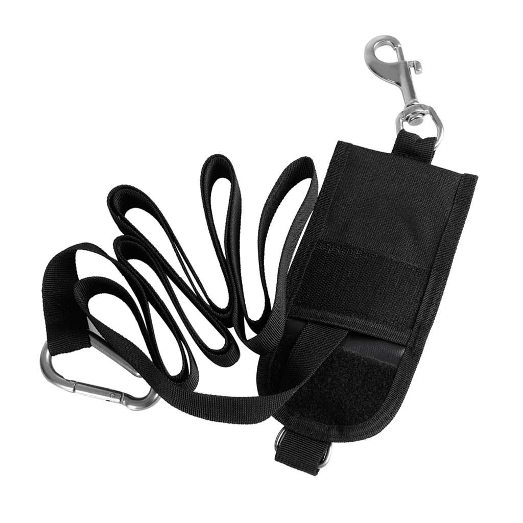 Heavy Duty Technical Scuba Diving Jon Line with Pouch Clip D Ring Carabiner 1' 7.2ft for Underwater Technical Scuba Diving