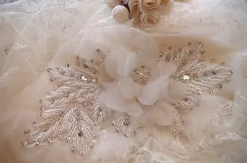 bead applique with chiffon rosette, bridal sash applique with 3D rose flower, beading wedding decors RAE003
bead applique with chiffon rosette, bridal sash applique with 3D rose flower, beading wedding decors RAE003