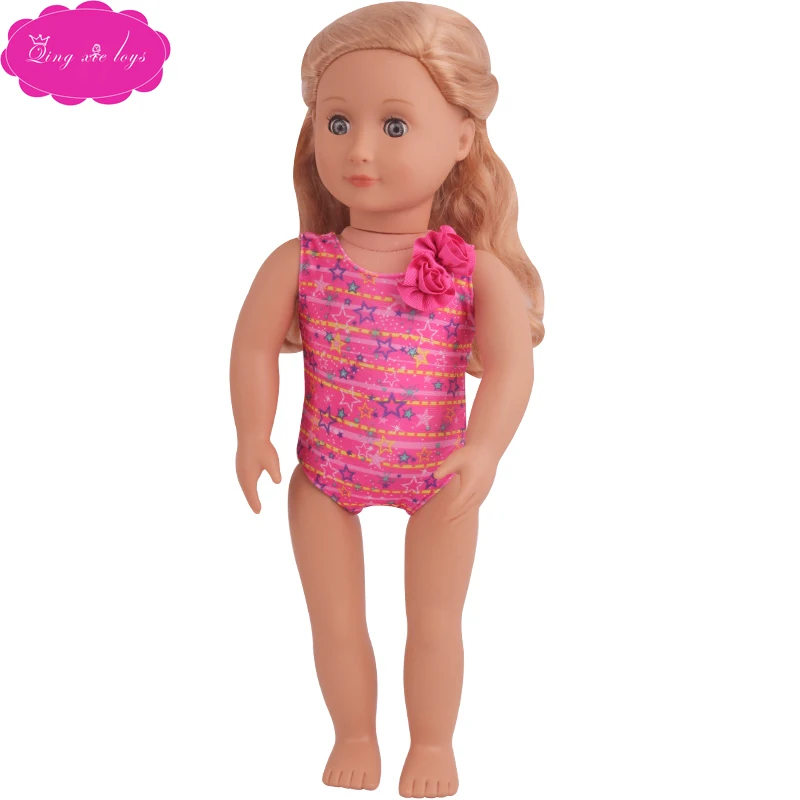 Кукольная одежда для девочек 18 дюймов пурпурный купальник с принтом звезд