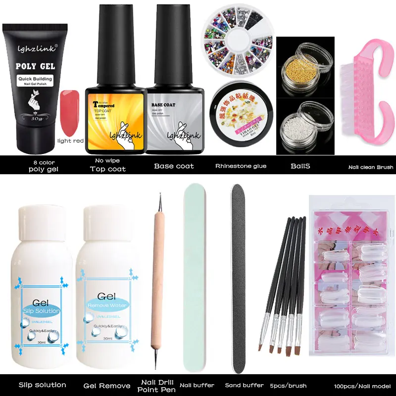 Poly Gel Set Quick Building Nail Gel Varnish Polish Nails Extensions Brush Clear Nail Tips Hard Jelly Strong UV Gel Polygel Kit
Poly Gel Set Quick Building Nail Gel Varnish Polish Nails Extensions Brush Clear Nail Tips Hard Jelly Strong UV Gel Polygel Kit