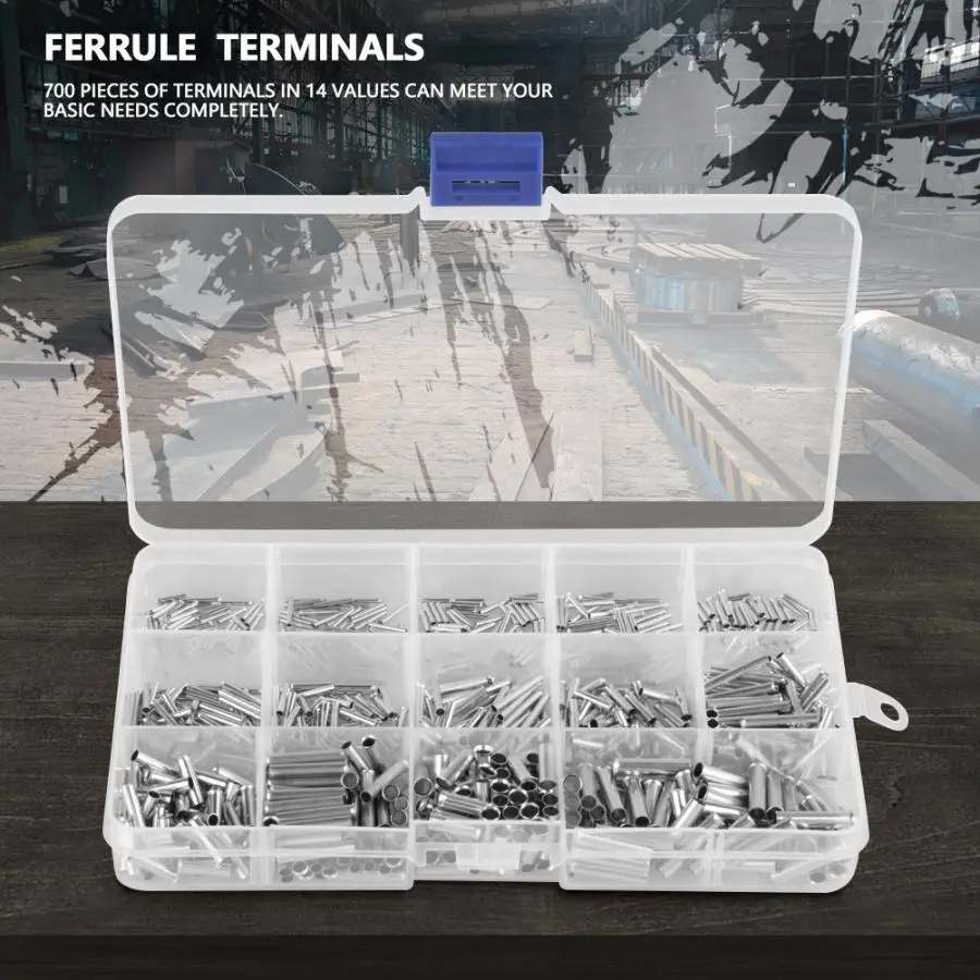 700Pcs/Set Non-Insulated Butt Wire Connector Copper Crimp Terminal Sleeve Bare Terminals AWG 22-10 Crimping Connectors Kit
700Pcs/Set Non-Insulated Butt Wire Connector Copper Crimp Terminal Sleeve Bare Terminals AWG 22-10 Crimping Connectors Kit