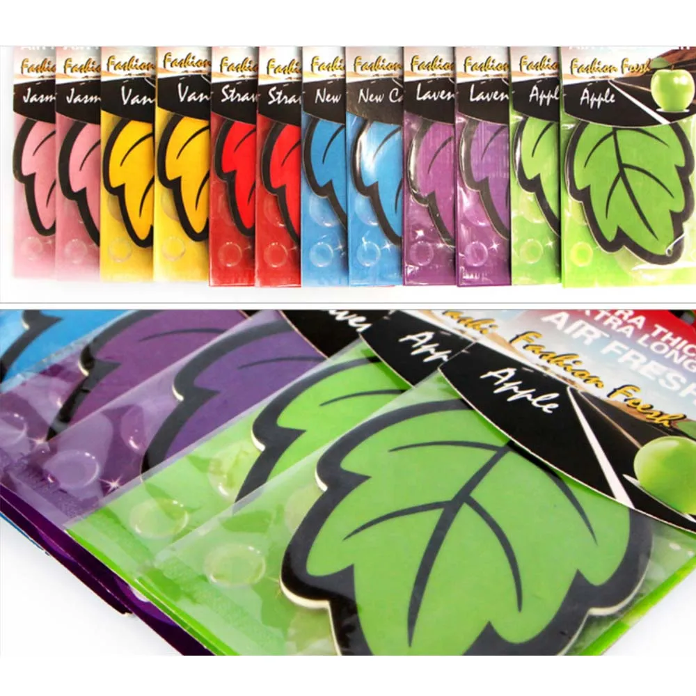 

6pcs/lot Auto Shine Paper Hanging Car Air Freshener Vanilla perfumed/fragrance Leaf Shape Free Shipping PP