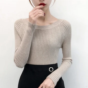 Women Solid Knit Pullovers Ladies Fashion 2019 New Autumn Slash Neck Elastic Pull Tops Fall Casual Warm Sweaters High Quality
Women Solid Knit Pullovers Ladies Fashion 2019 New Autumn Slash Neck Elastic Pull Tops Fall Casual Warm Sweaters High Quality