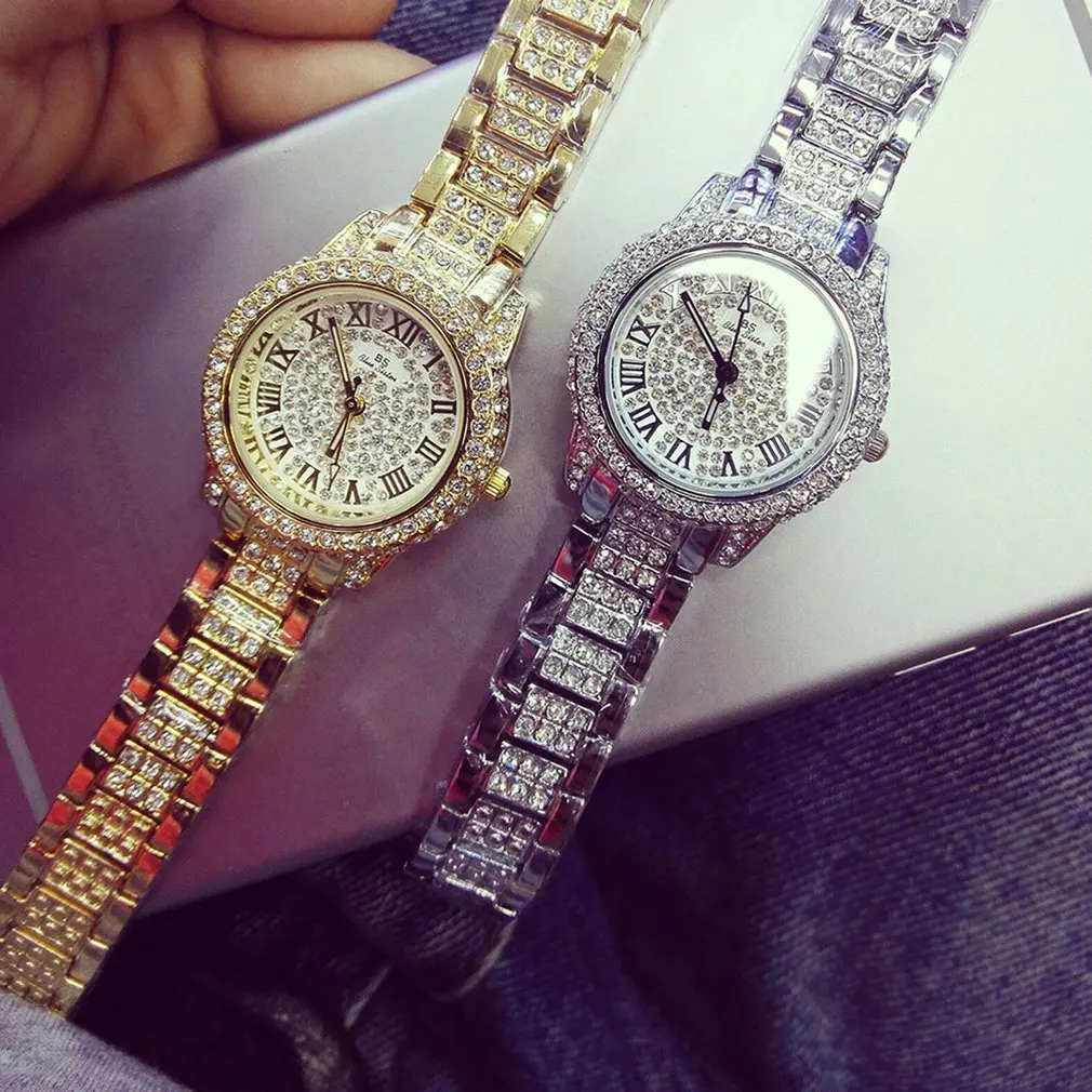 Round Dial Women's Watches With Rhinestones Alloy Band Ladies Female Quartz Movement Wristwatch
Round Dial Women's Watches With Rhinestones Alloy Band Ladies Female Quartz Movement Wristwatch