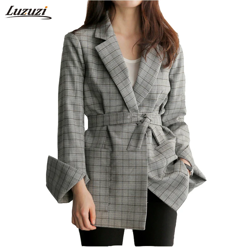 OL Plaid Blazer Women Casual Fashion Bow Sash Blazer Feminino Autumn Spring Coat Women Blazers And Jackets Chaqueta Mujer Z2929
OL Plaid Blazer Women Casual Fashion Bow Sash Blazer Feminino Autumn Spring Coat Women Blazers And Jackets Chaqueta Mujer Z2929