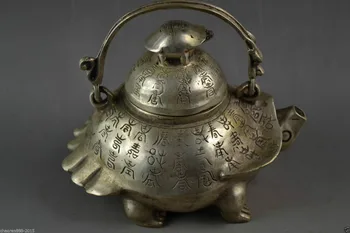 Old Handwork Tibetan Silver Carving God carved Turtle & Chinese Character TeaPot
Old Handwork Tibetan Silver Carving God carved Turtle & Chinese Character TeaPot