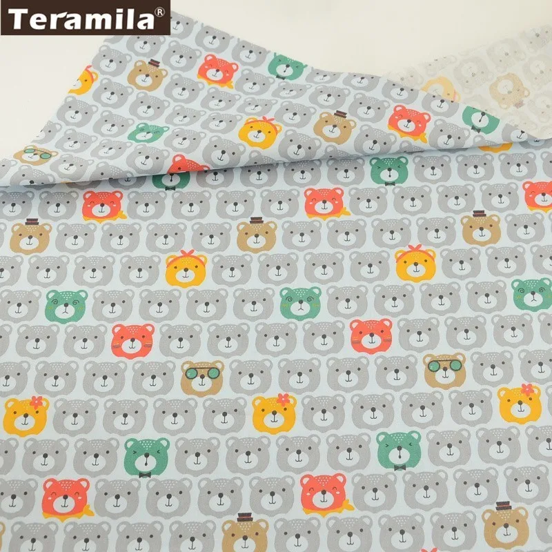 Teramila Cotton Fabric Printed Grey Cartoon Bears Head Designs Twill Material Cloth Patchwork Baby Dress Decoration Home Textile
Teramila Cotton Fabric Printed Grey Cartoon Bears Head Designs Twill Material Cloth Patchwork Baby Dress Decoration Home Textile