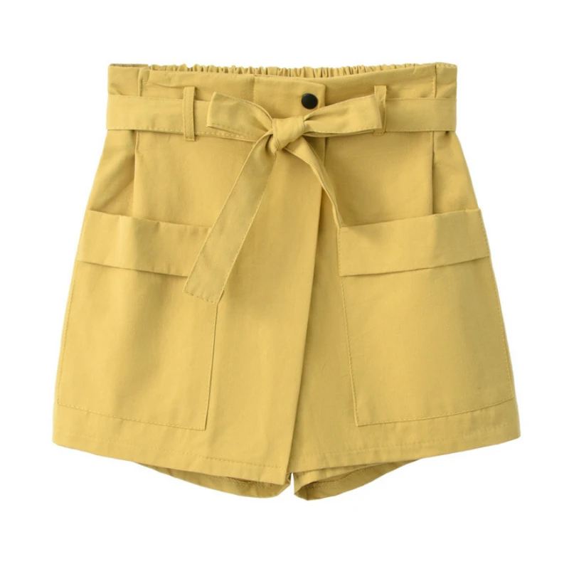 Women's Summer Korean Loose Sashes Cotton Shorts Elastic Waist Bow Pockets Wide Legged Casual Shorts Yellow Blue Red
Women's Summer Korean Loose Sashes Cotton Shorts Elastic Waist Bow Pockets Wide Legged Casual Shorts Yellow Blue Red