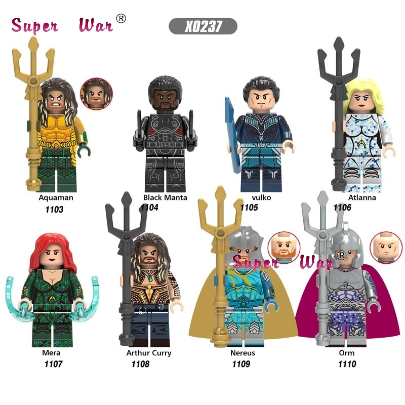 Single DC movie Aquaman Moives Black Manta Vulko Atlanna Mera Arthur Curry Nereys Orm building blocks bricks toys for children
Single DC movie Aquaman Moives Black Manta Vulko Atlanna Mera Arthur Curry Nereys Orm building blocks bricks toys for children