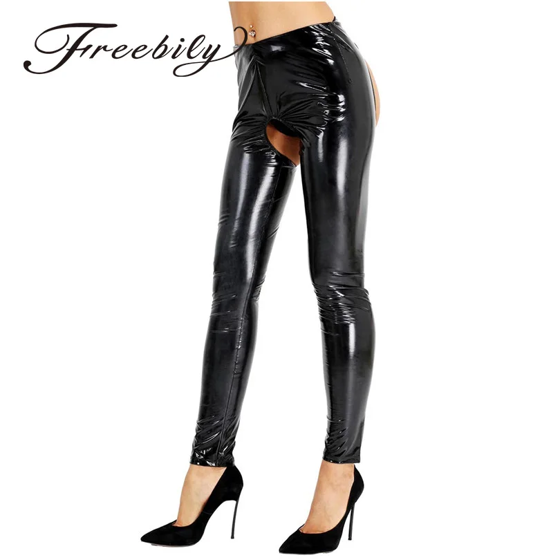 2018 Black Women Wet Look Stretchy Pencil Pants Patent Leather Open Crotch and Open Butt Pants Skinny Stretchy Legging Trousers
2018 Black Women Wet Look Stretchy Pencil Pants Patent Leather Open Crotch and Open Butt Pants Skinny Stretchy Legging Trousers
