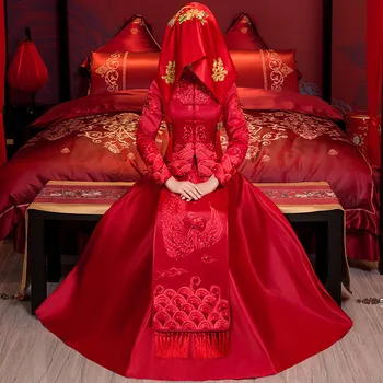 Traditional Chinese Red Marriage Dress Rhinestone Top Quality Women Cheongsam Oriental Phoenix Royal Bride Qipao Vestidos S-XL
Traditional Chinese Red Marriage Dress Rhinestone Top Quality Women Cheongsam Oriental Phoenix Royal Bride Qipao Vestidos S-XL