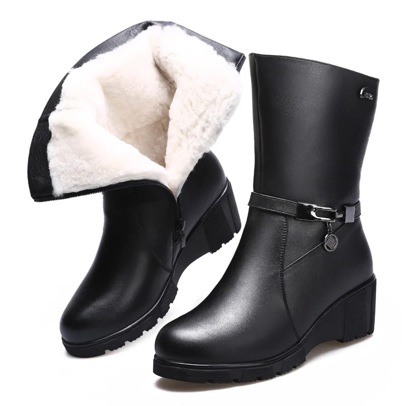 2018 Winter New Fashion Cowhide Leather Women Boots Comfort Warm Wool Cotton Shoes Non-slip Women High Heel Shoes Woman Boots
2018 Winter New Fashion Cowhide Leather Women Boots Comfort Warm Wool Cotton Shoes Non-slip Women High Heel Shoes Woman Boots