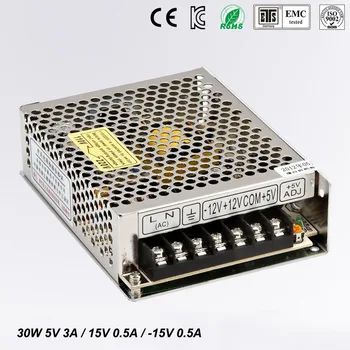 30W Triple output switching power supply 5V 15V -15V 3A 0.5A 0.5A power suply T-30C High quality ac dc converter
30W Triple output switching power supply 5V 15V -15V 3A 0.5A 0.5A power suply T-30C High quality ac dc converter