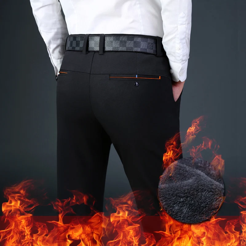 Winter Fleece Warm Men's Formal Pants Velvet Business Suit Pants Men Cotton Slim Elastic Trousers For Men 2019 Summer
Winter Fleece Warm Men's Formal Pants Velvet Business Suit Pants Men Cotton Slim Elastic Trousers For Men 2019 Summer