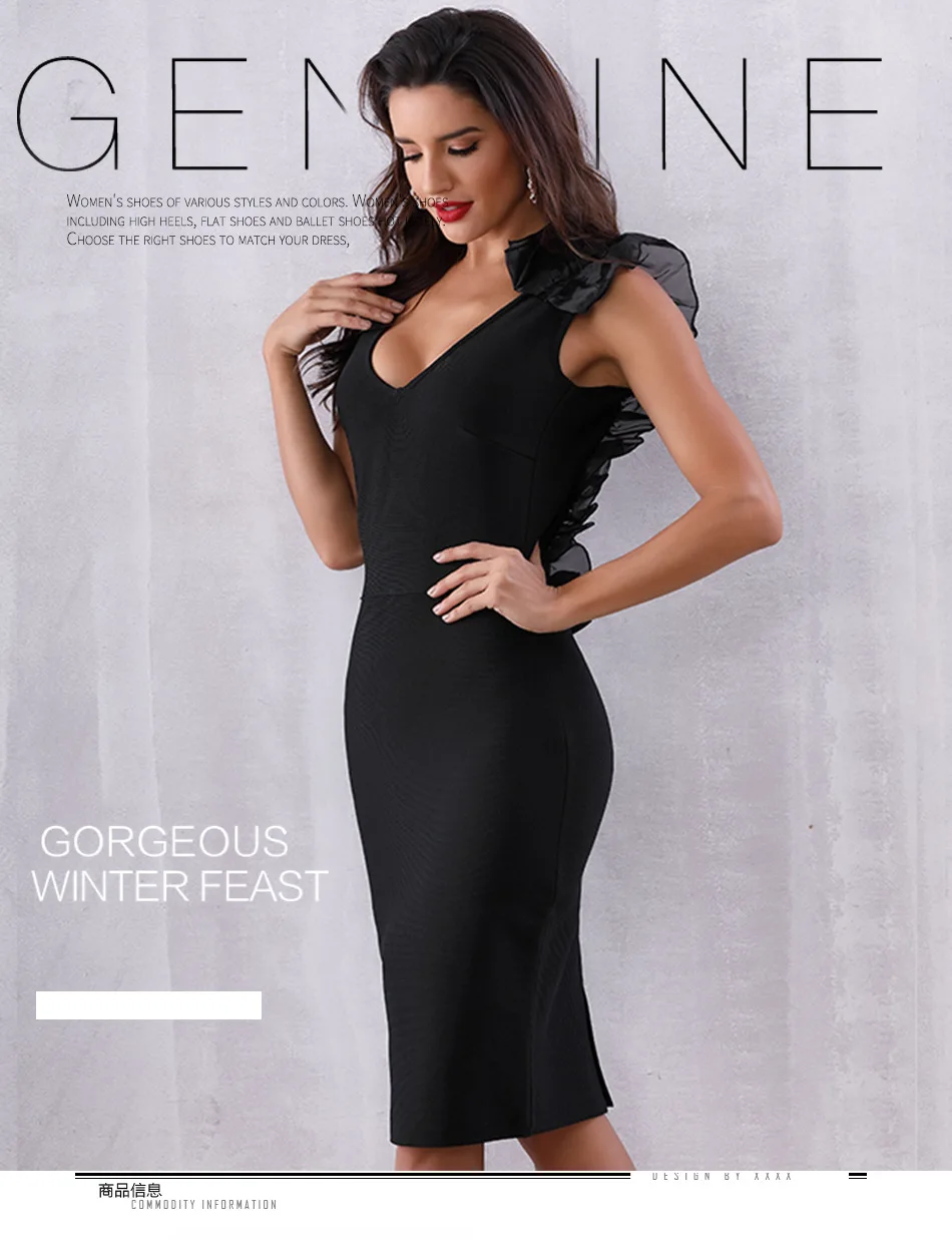 Fashion Bandage Sleevless Dress Sexy Women Night Club Ruffles Backless Spaghetti Strap Deep V-Neck Bodycon Dresses Wholesale
Fashion Bandage Sleevless Dress Sexy Women Night Club Ruffles Backless Spaghetti Strap Deep V-Neck Bodycon Dresses Wholesale